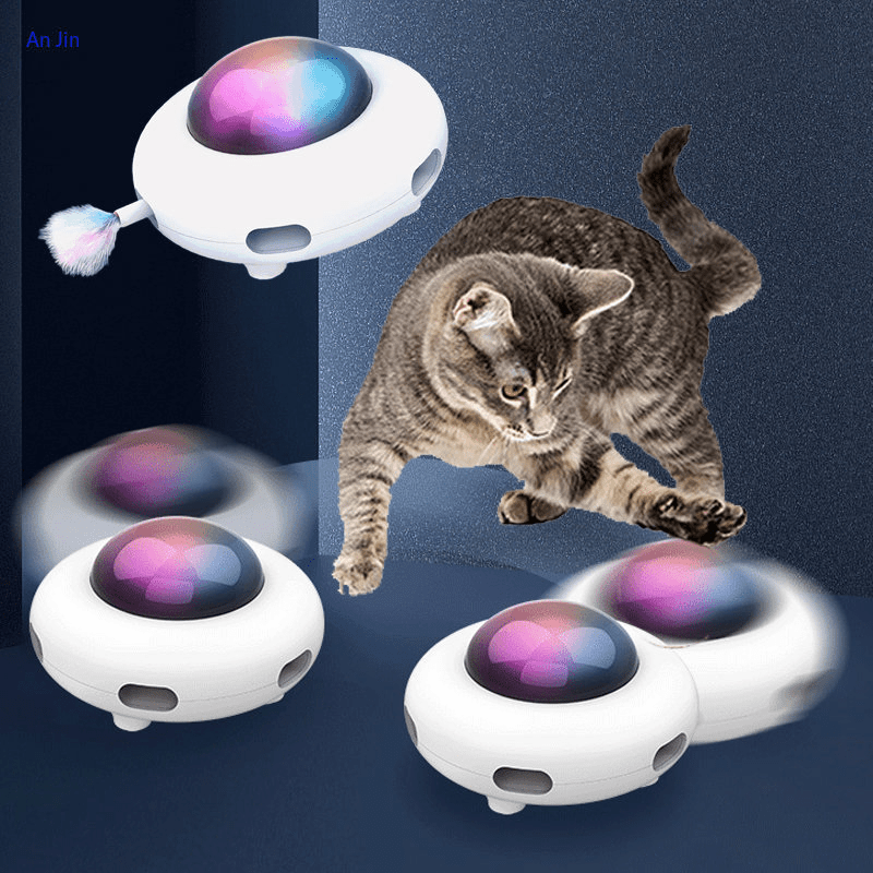 Interactive Cat Toy – UFO Shape Electronic Feather Teaser, Smart Automatic Toy for Indoor Cats