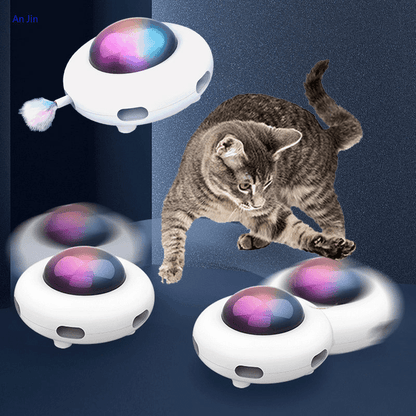 Interactive Cat Toy – UFO Shape Electronic Feather Teaser, Smart Automatic Toy for Indoor Cats