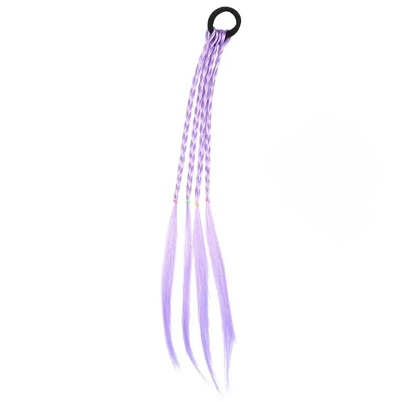 6pcs Girls Hair Accessories Set - Colorful Braided Wig, Ponytail Holders, and Rubber Bands, Perfect for Gifts