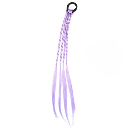 6pcs Girls Hair Accessories Set - Colorful Braided Wig, Ponytail Holders, and Rubber Bands, Perfect for Gifts