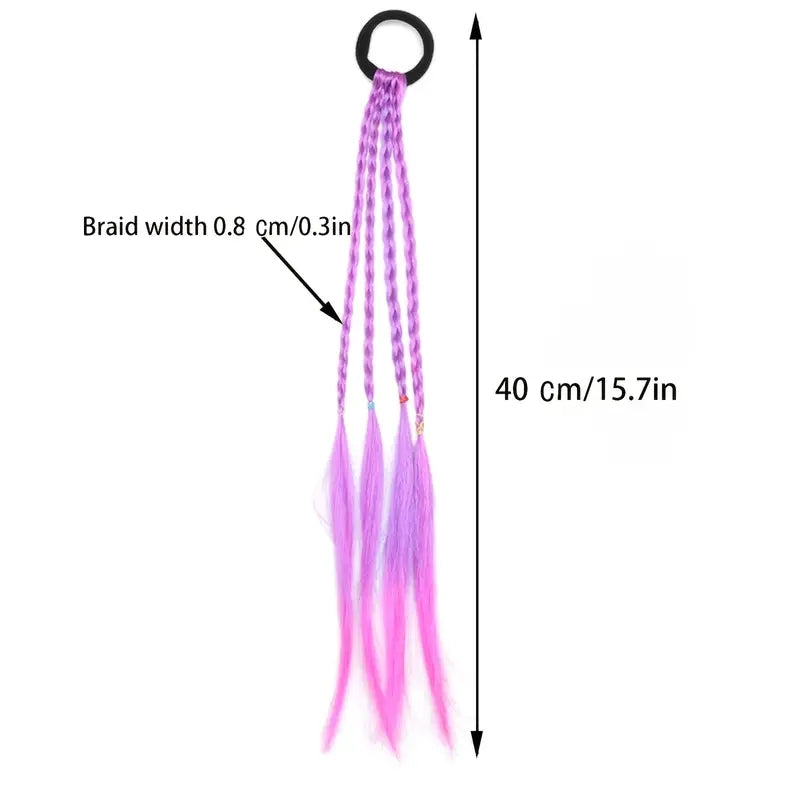 6pcs Girls Hair Accessories Set - Colorful Braided Wig, Ponytail Holders, and Rubber Bands, Perfect for Gifts