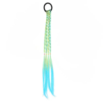 6pcs Girls Hair Accessories Set - Colorful Braided Wig, Ponytail Holders, and Rubber Bands, Perfect for Gifts