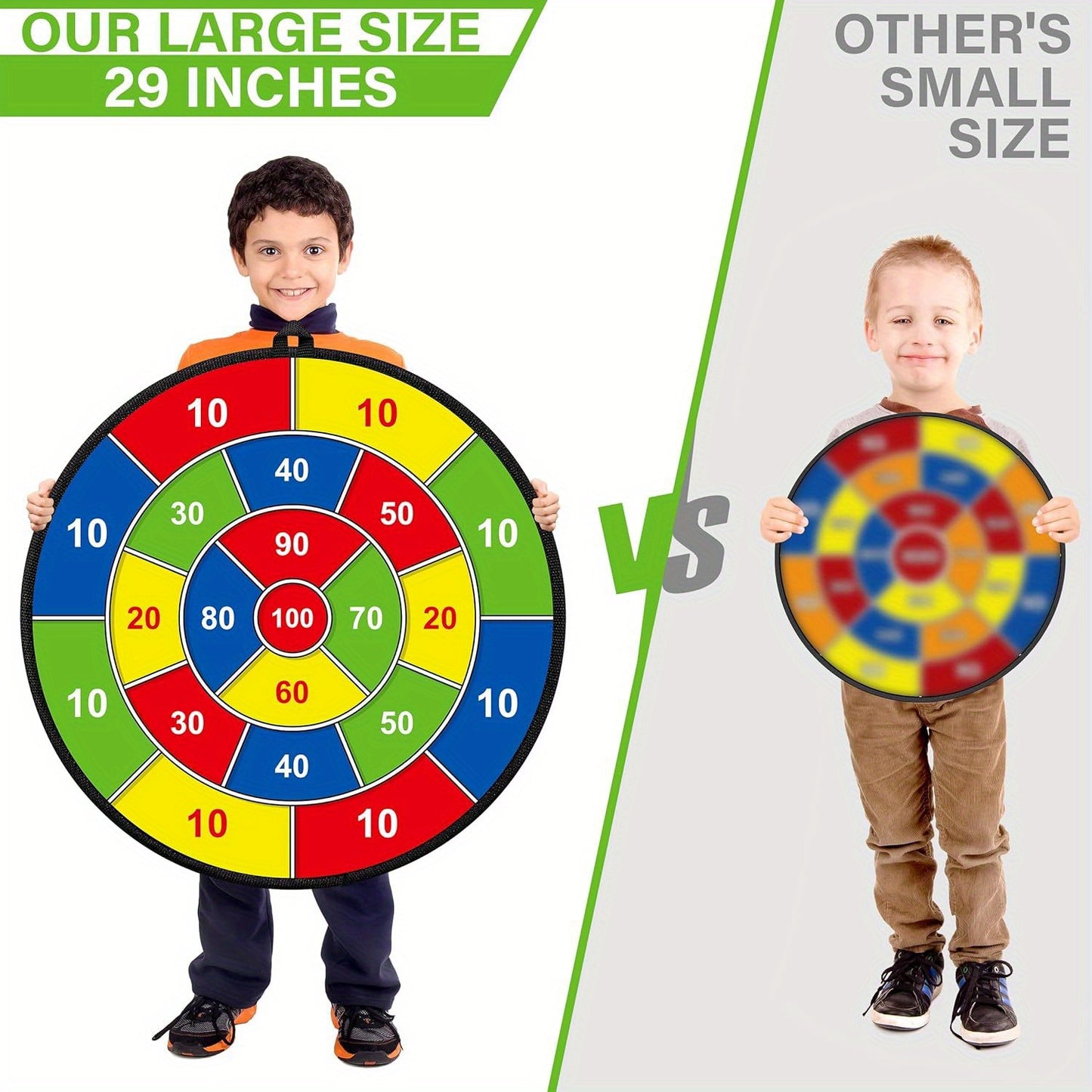 29" Double-Sided Dart Board – Large Dart Board with Sticky Balls and Darts, Indoor/Outdoor Fun Game for Boys and Girls