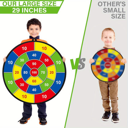 29" Double-Sided Dart Board – Large Dart Board with Sticky Balls and Darts, Indoor/Outdoor Fun Game for Boys and Girls