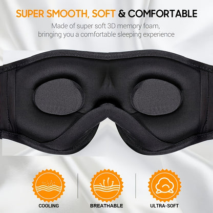 Sleep Mask with Wireless Headphones – 3D Sleeping Headphones for Side Sleepers, Best Gift and Travel Essential