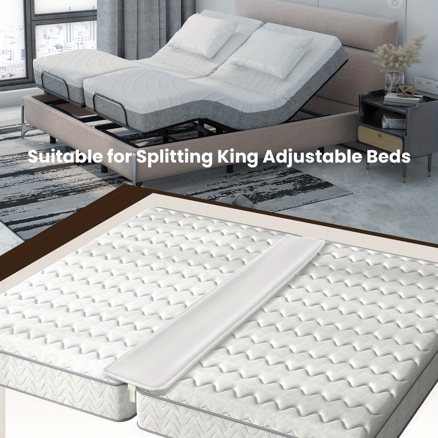 12" Extra Wide Maxmass Bed Bridge – Twin XL to King Converter Kit with Strap and Gap Filler for a Comfortable, Secure Sleeping Experience