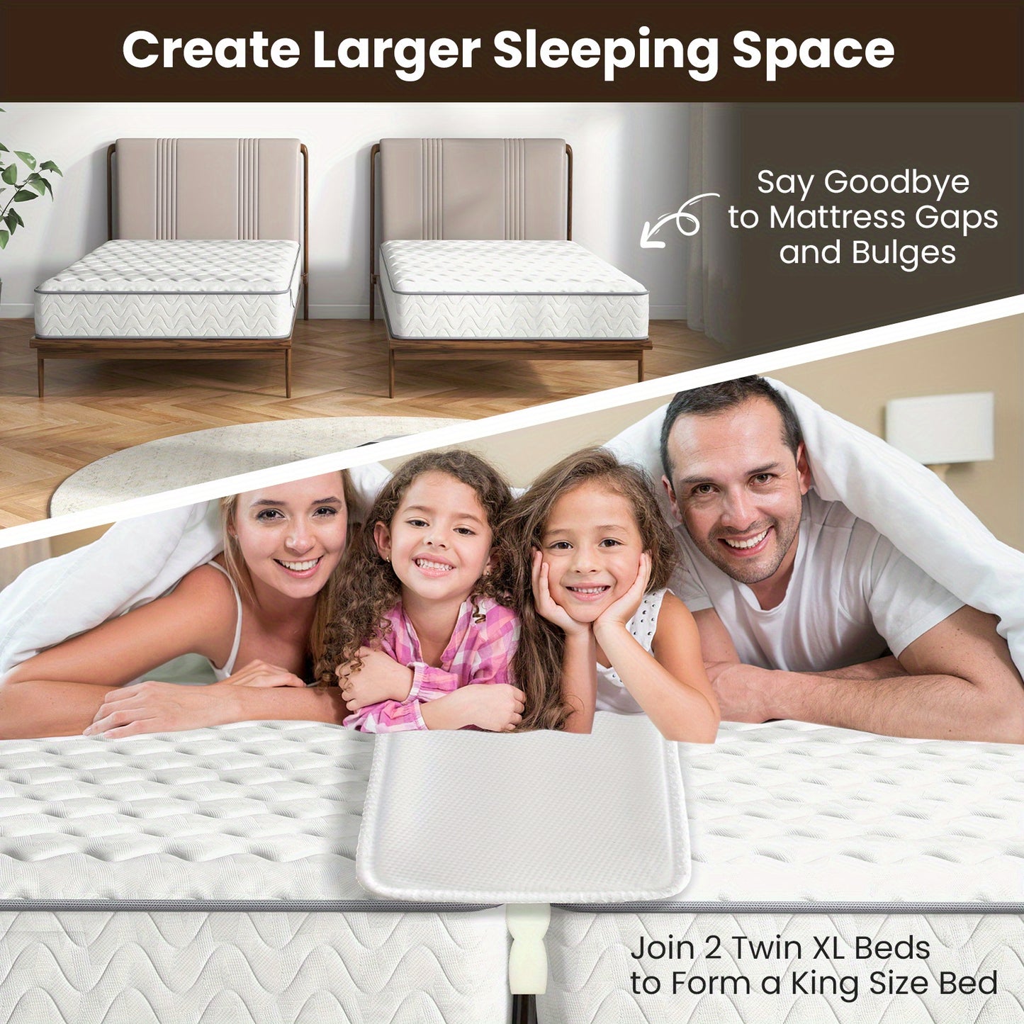 12" Extra Wide Maxmass Bed Bridge – Twin XL to King Converter Kit with Strap and Gap Filler for a Comfortable, Secure Sleeping Experience