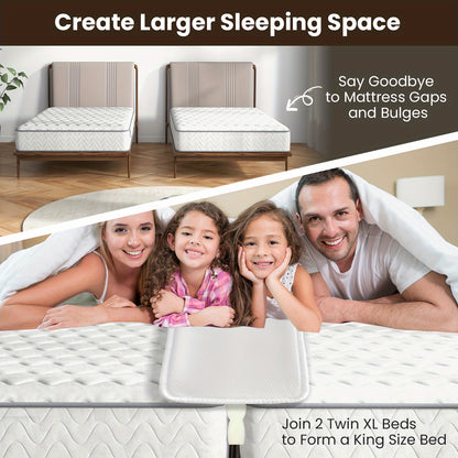 12" Extra Wide Maxmass Bed Bridge – Twin XL to King Converter Kit with Strap and Gap Filler for a Comfortable, Secure Sleeping Experience