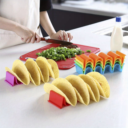 1-6 Pack Multicolor Taco Holder Stands - BPA-Free PP Plastic Wave Design, Holds 4 Tacos Each, Dishwasher Safe, Durable Space-Saving Taco Shells Holder for Party and Home Use