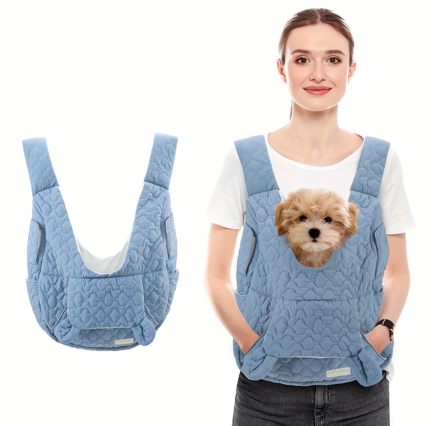 Extra-Large Fluffybaby Dog Sling Carrier - Winter Pet Bag with Cotton Lining, Waterproof & Breathable, for Small & Medium Dogs
