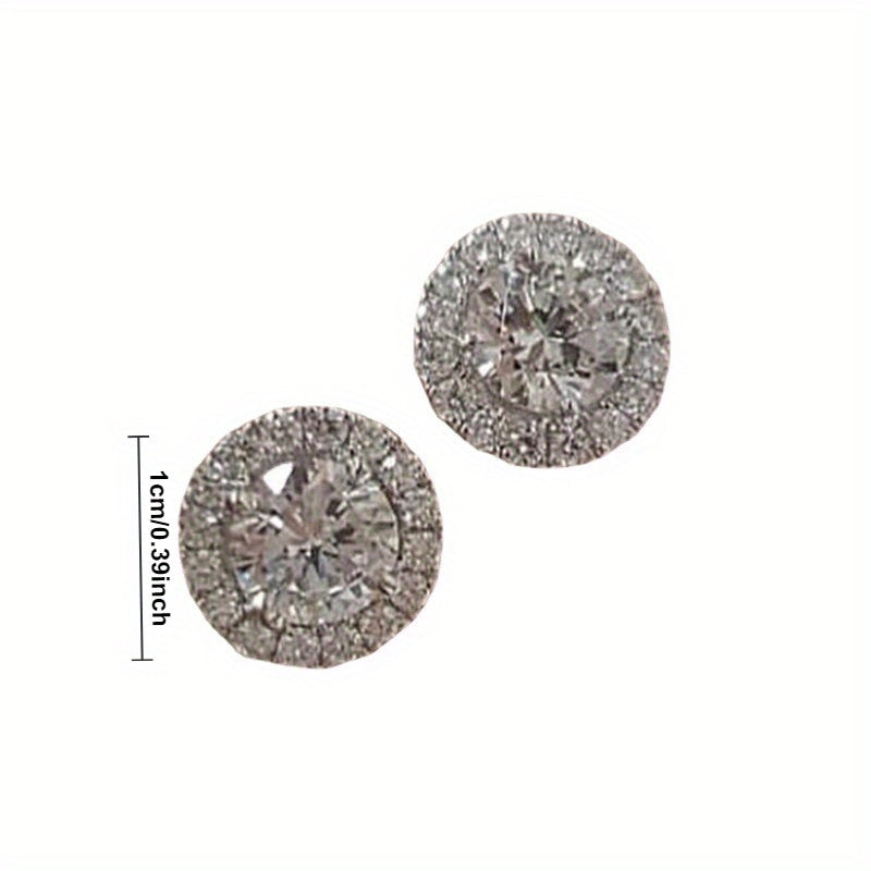 1 Karat Round Moissanite Stud Earrings – 18K Gold Plated with White Zircon, Engagement Earrings for Women, Halloween & Christmas Gift