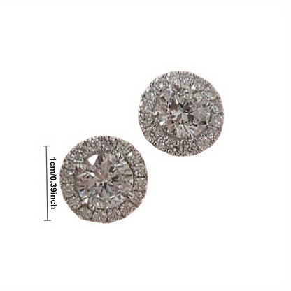 1 Karat Round Moissanite Stud Earrings – 18K Gold Plated with White Zircon, Engagement Earrings for Women, Halloween & Christmas Gift