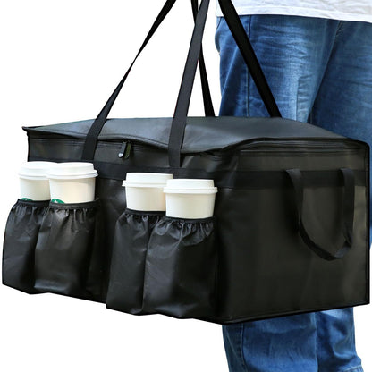 Premium XXXL Insulated Food Delivery Bag with Cup Holders – 22.8x14x15" – Ideal for DoorDash, Beverages, Groceries and Pizza – Commercial Grade Hot and Cold Storage