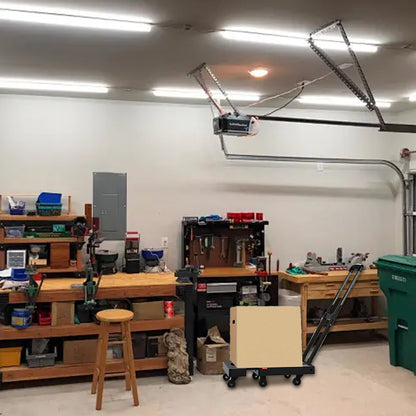 Spacekeeper Folding Hand Truck – 500 LB Heavy Duty Utility Dolly with 6 Wheels & 2 Elastic Ropes for Luggage, Moving, Shopping, Office Use (Black)