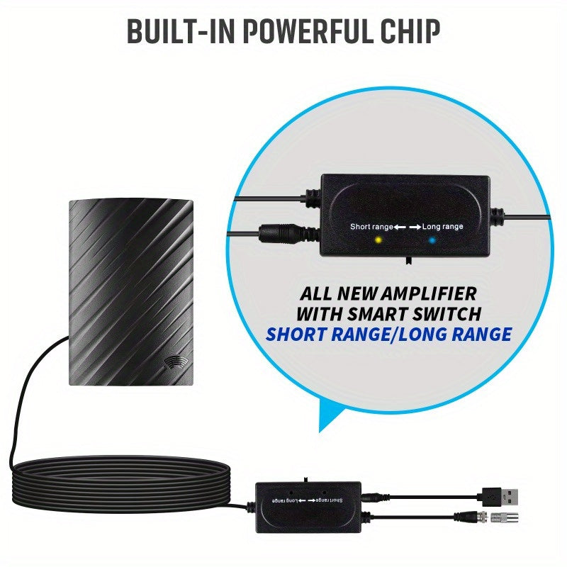 Digital HDTV Antenna - 5600 Miles Long Range, 4K 1080P, Waterproof for Outdoor & Indoor Use with Amplifier Signal Booster for Clear TV Reception