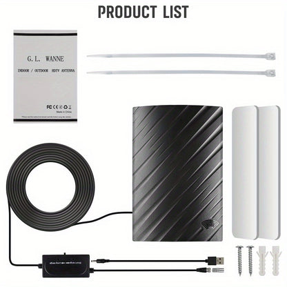 Digital HDTV Antenna - 5600 Miles Long Range, 4K 1080P, Waterproof for Outdoor & Indoor Use with Amplifier Signal Booster for Clear TV Reception