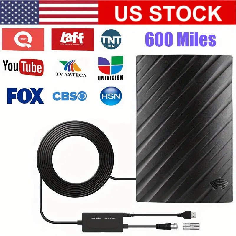 Digital HDTV Antenna - 5600 Miles Long Range, 4K 1080P, Waterproof for Outdoor & Indoor Use with Amplifier Signal Booster for Clear TV Reception