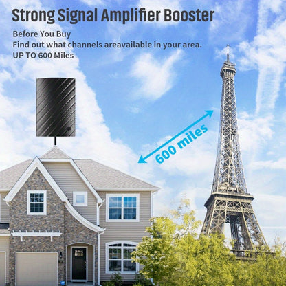 Digital HDTV Antenna - 5600 Miles Long Range, 4K 1080P, Waterproof for Outdoor & Indoor Use with Amplifier Signal Booster for Clear TV Reception