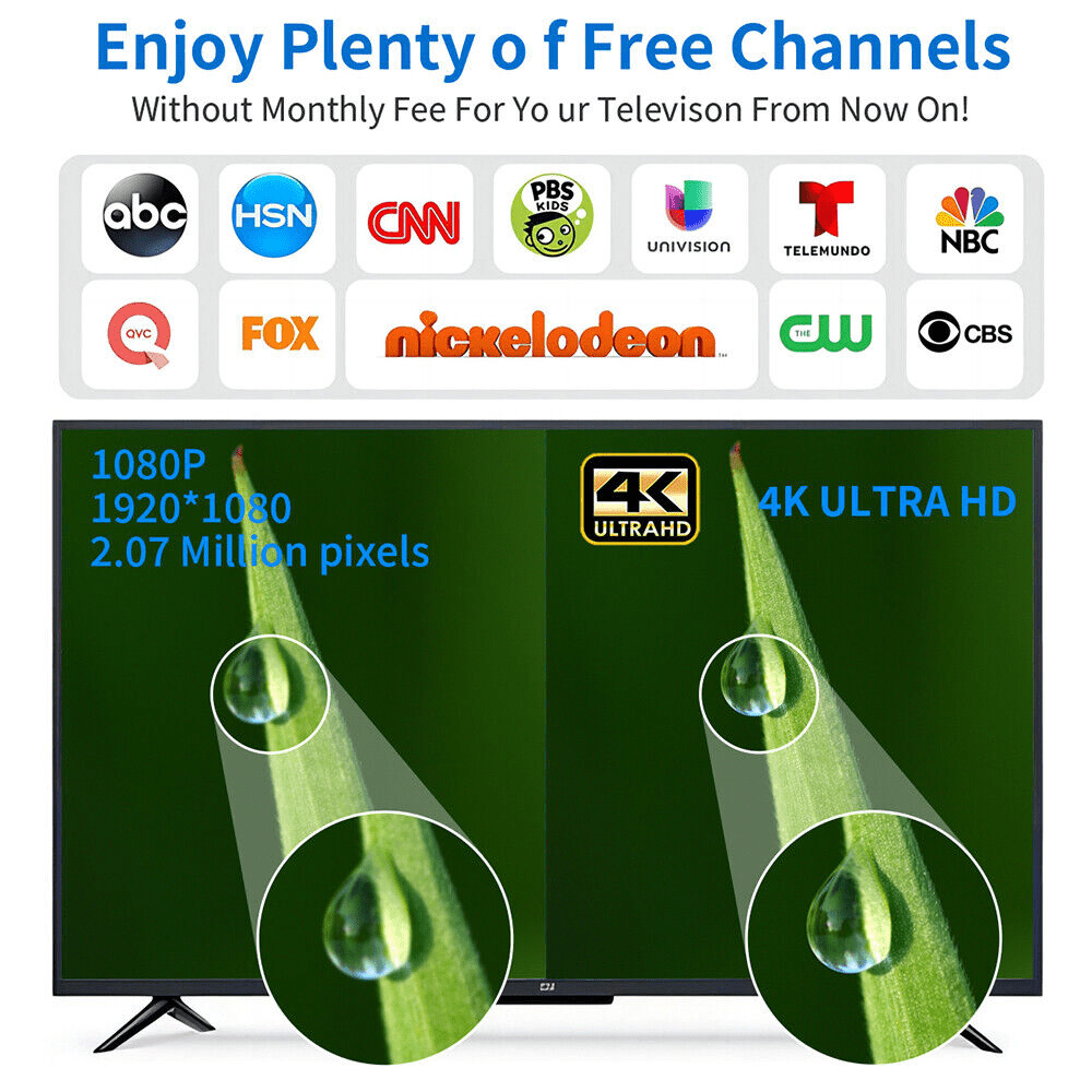 6000 Miles HDTV Outdoor Antenna - 1080P and 4K Digital TV Signal Booster with 360° Amplified Reception