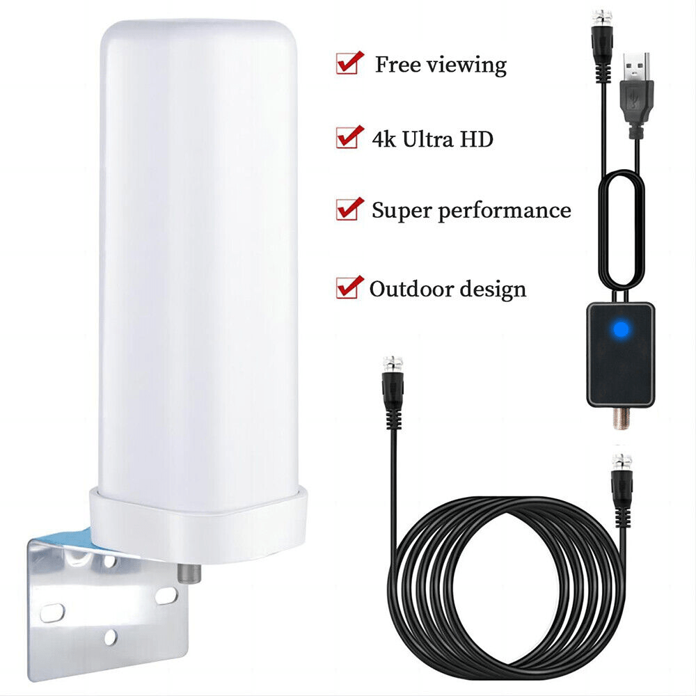 6000 Miles HDTV Outdoor Antenna - 1080P and 4K Digital TV Signal Booster with 360° Amplified Reception