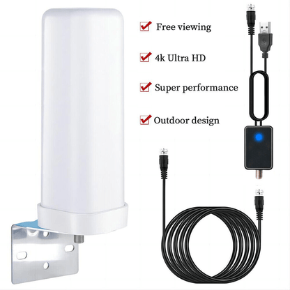 6000 Miles HDTV Outdoor Antenna - 1080P and 4K Digital TV Signal Booster with 360° Amplified Reception