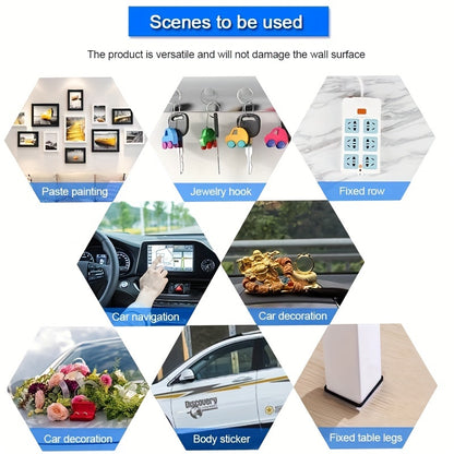 3 PCS Heavy Duty Double-Sided Tape – Reusable, Traceless, Strong Sticky Tape Strips, Multipurpose Washable Nano Tape for Home, Office, Car