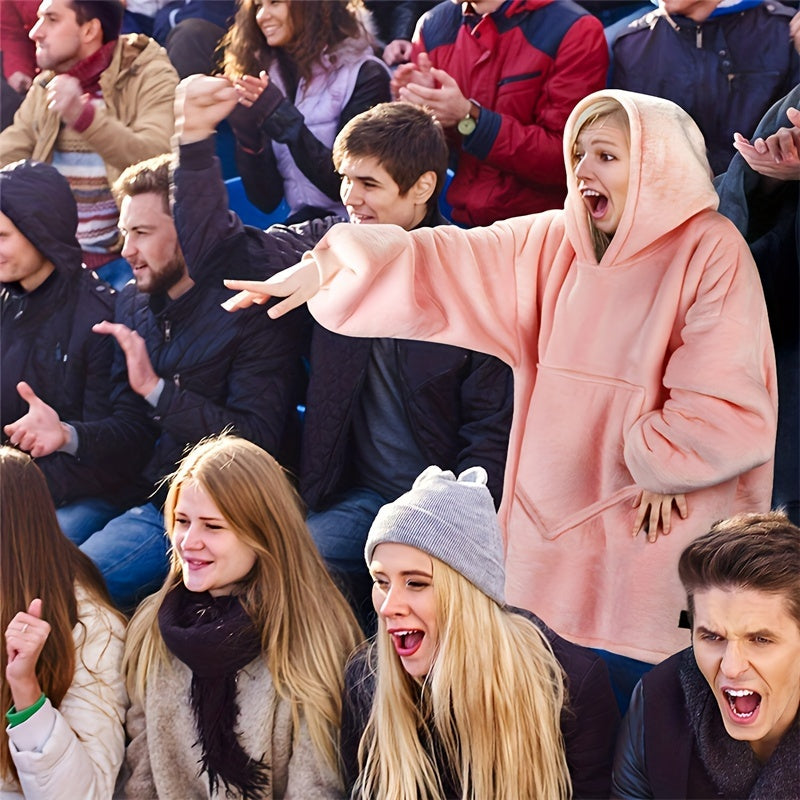 Cozy Oversized Hoodie Blanket - Ultra Soft Sherpa Fleece, Reversible Wearable Sweatshirt with Kangaroo Pocket, Machine Washable