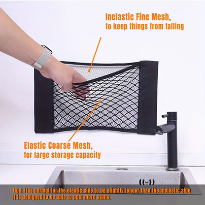 Easy-Install Elastic RV Storage Mesh Net - No-Drill Cargo Organizer with Stripe Design for Campers, Trailers and Caravans