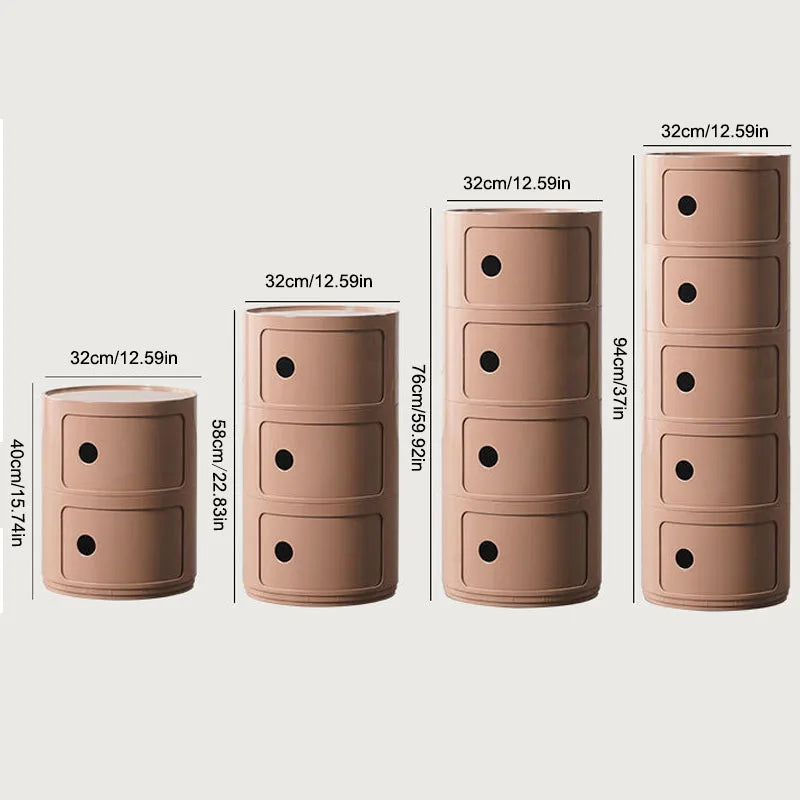 Nordic Minimalist White Bedside Table – Modern Round Plastic Side Cabinet, Small Creative Storage Unit