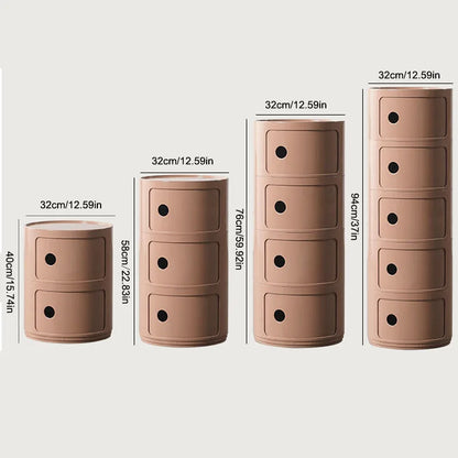 Nordic Minimalist White Bedside Table – Modern Round Plastic Side Cabinet, Small Creative Storage Unit