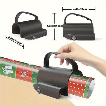 Wrapping Paper Cutter with 3 Replaceable Blade Sets - Birthday & Christmas Gift Wrap Cutter, Paper Roll Cutter with Tube Holder and Sliding Slicing Tool