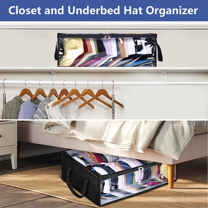 Large Capacity Hat Storage Box – Holds Up to 40 Hats, Multi-Purpose Storage for Toys, Books, DVDs – Space-Saving for Wardrobe, Under-Bed, Bedroom, Dormitory