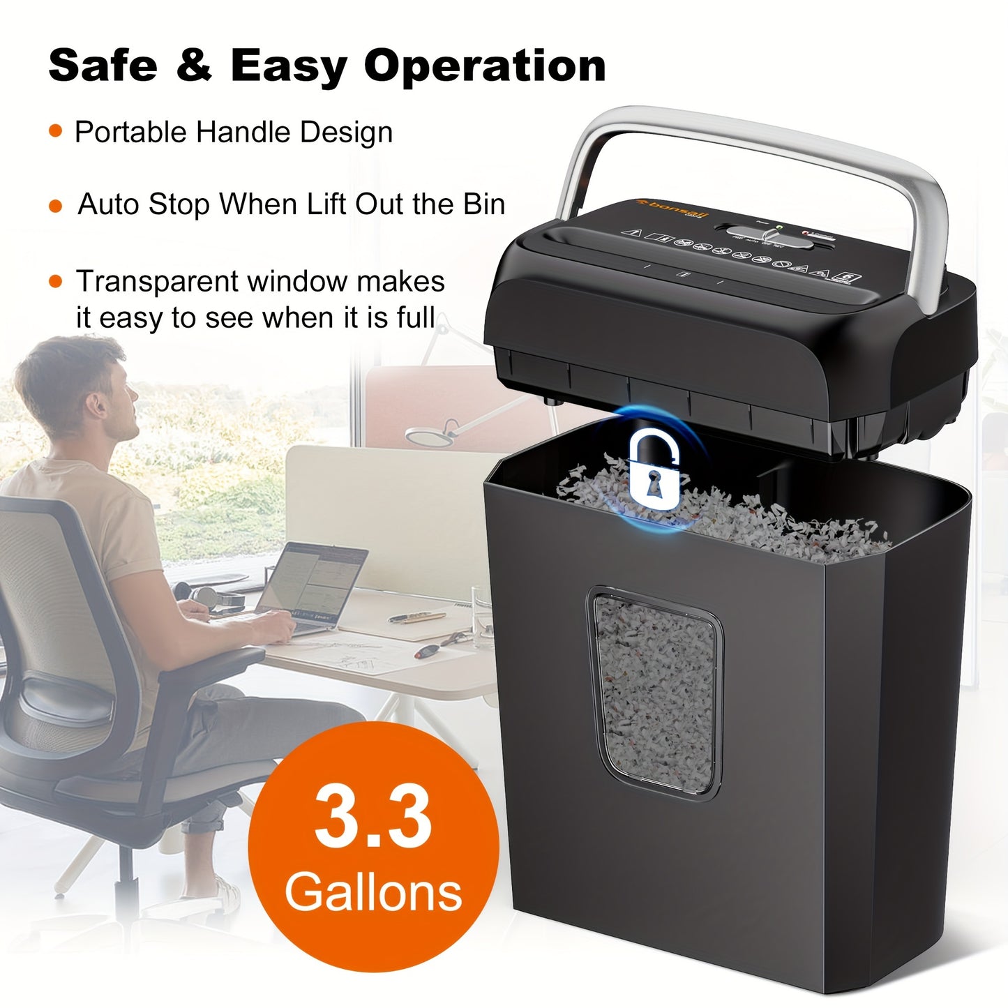 6 Sheet Compact Cross-Cut Paper Shredder – Destroys Credit Cards, Documents, Mail, Staples & Clips – 3.4-Gallon Wastebasket for Home Office