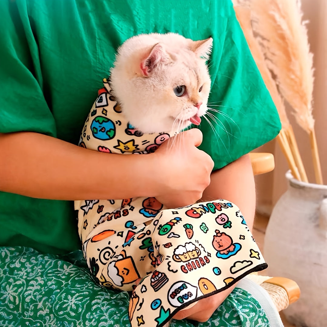 Chatoll Cat Grooming Wrap: Soft, Scratch-Resistant Polyester Pet Protection Sleeve for Easy Medication and Cleaning