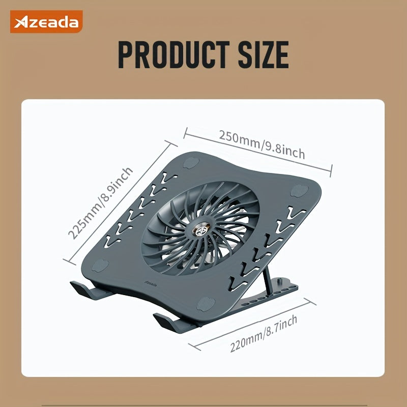 Foldable Laptop Cooling Stand - Silent Fan, Radiator and Holder for MacBook, Tablet, Notebook - Ergonomic, Adjustable, Portable