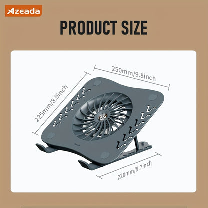 Foldable Laptop Cooling Stand - Silent Fan, Radiator and Holder for MacBook, Tablet, Notebook - Ergonomic, Adjustable, Portable