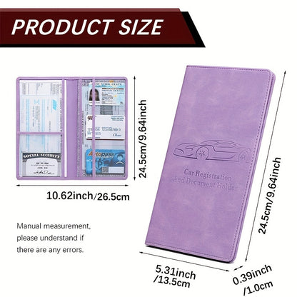 PU Leather Car Registration and Document Holder – Vehicle Glove Box Organizer Wallet for Cards, Driver's License, and Auto Paperwork