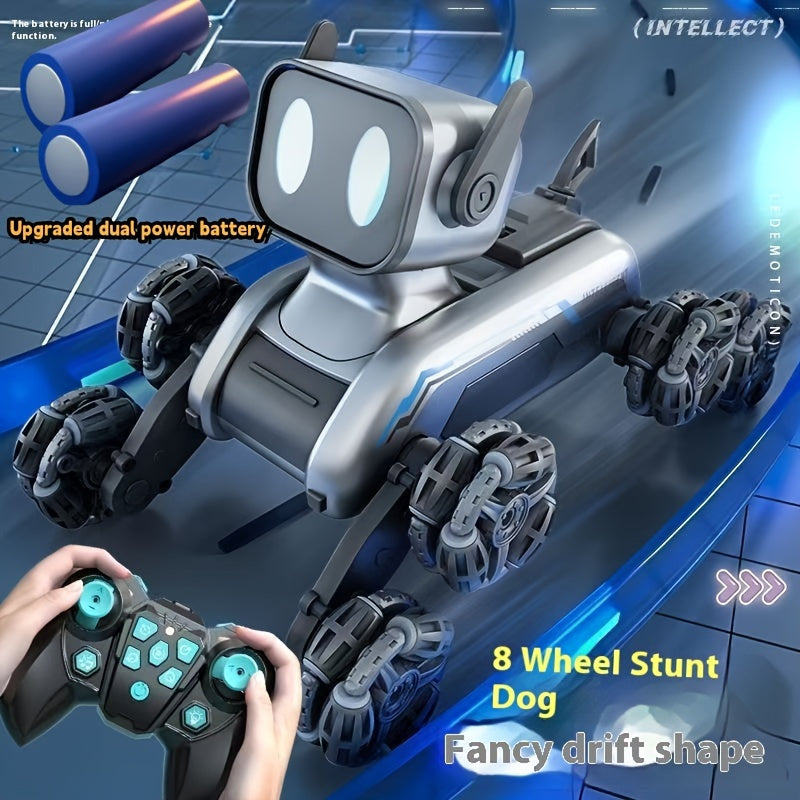 2024 Upgraded 8WD Stunt Robot Dog - Dual-Electric, Eight-Wheeled, Intelligent Gesture Control, Spray Drift and Climbing Features, Deformable Electric Toy Car, Ideal Children's Gift