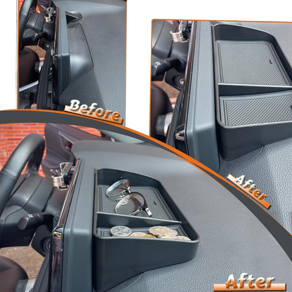 Vehicle Dashboard Organizer Storage Tray - Durable Plastic Car Console Pocket for Coins, Keys, and Phone - Universal Fit with Non-Slip Rubber Mats