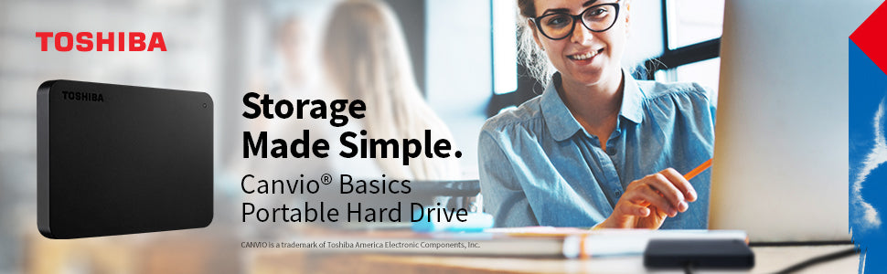 Toshiba Canvio Basics Portable External Hard Drive – 500GB & 1TB, USB 3.0, Black (Model HDTB420XK3AA)