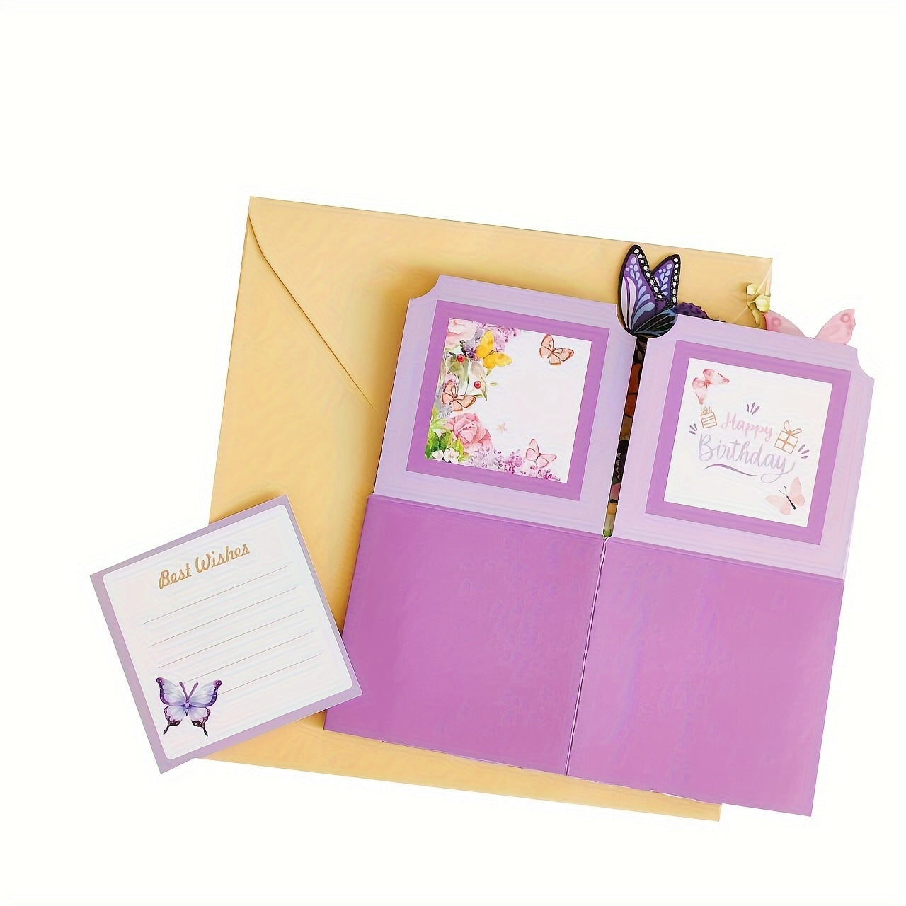 3D Pop-Up Birthday Greeting Card – Floral & Butterfly Design, Handwritten Note Feature, Premium Paper – Perfect for Parents, Friends, Grandparents