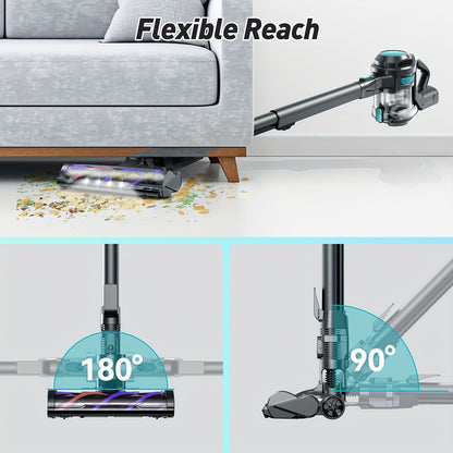 Cordless Vacuum Cleaner – Lightweight Stick Vacuum with Powerful Suction, Detachable Battery, LED Brush, 43.96oz Dust Cup, 4-in-1 Handheld for Home, Hard Floors, Carpet, Pet Hair