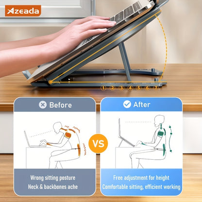 Foldable Laptop Cooling Stand - Silent Fan, Radiator and Holder for MacBook, Tablet, Notebook - Ergonomic, Adjustable, Portable