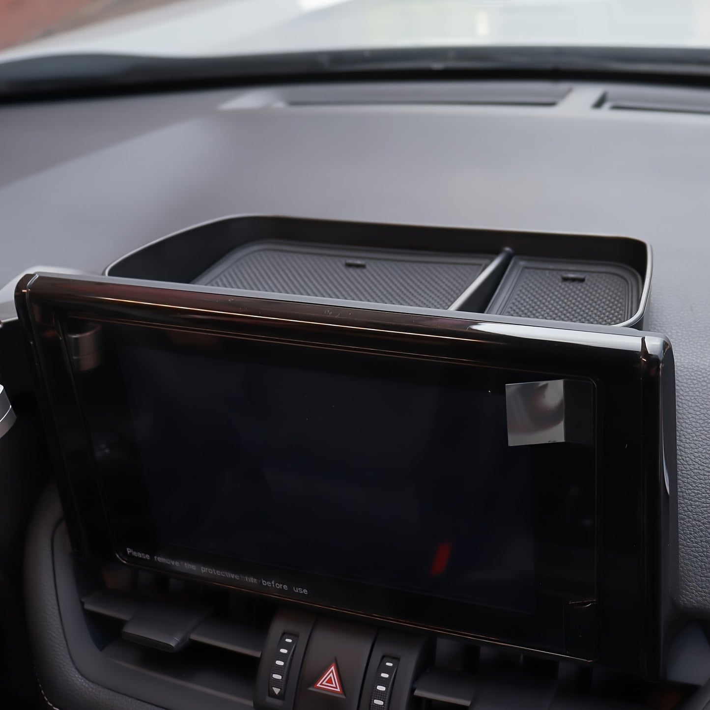 Vehicle Dashboard Organizer Storage Tray - Durable Plastic Car Console Pocket for Coins, Keys, and Phone - Universal Fit with Non-Slip Rubber Mats