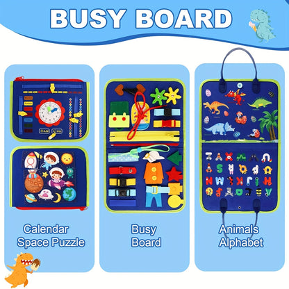 25 in 1 Busy Board Educational Toy for Toddlers 1-4 Years - Develops Fine Motor Skills, Ideal Travel Toy for Planes and Cars, Great for Christmas and Halloween Gifts