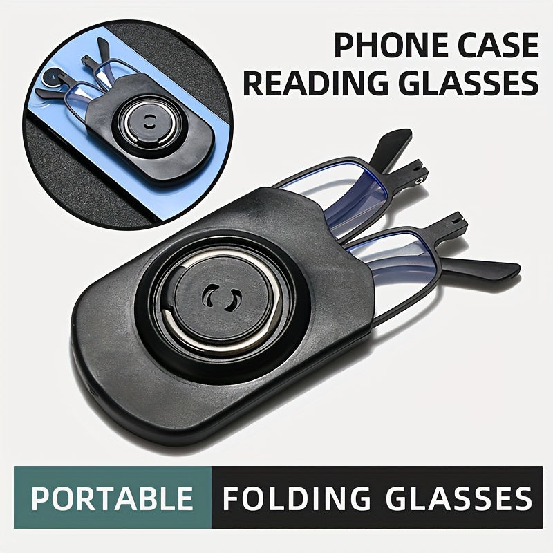 Folding Reading Glasses - Retro Computer Presbyopic Readers with Phone Holder for Men and Women (+1.0 to +4.0)