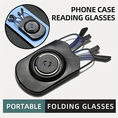 Folding Reading Glasses - Retro Computer Presbyopic Readers with Phone Holder for Men and Women (+1.0 to +4.0)