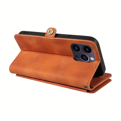 iPhone 15/14/13/12/11 Pro Max Wallet Case – PU Faux Leather Blocking Case with 9 Credit Card Holders, Zipper Closure, Protective Cover for Men & Women