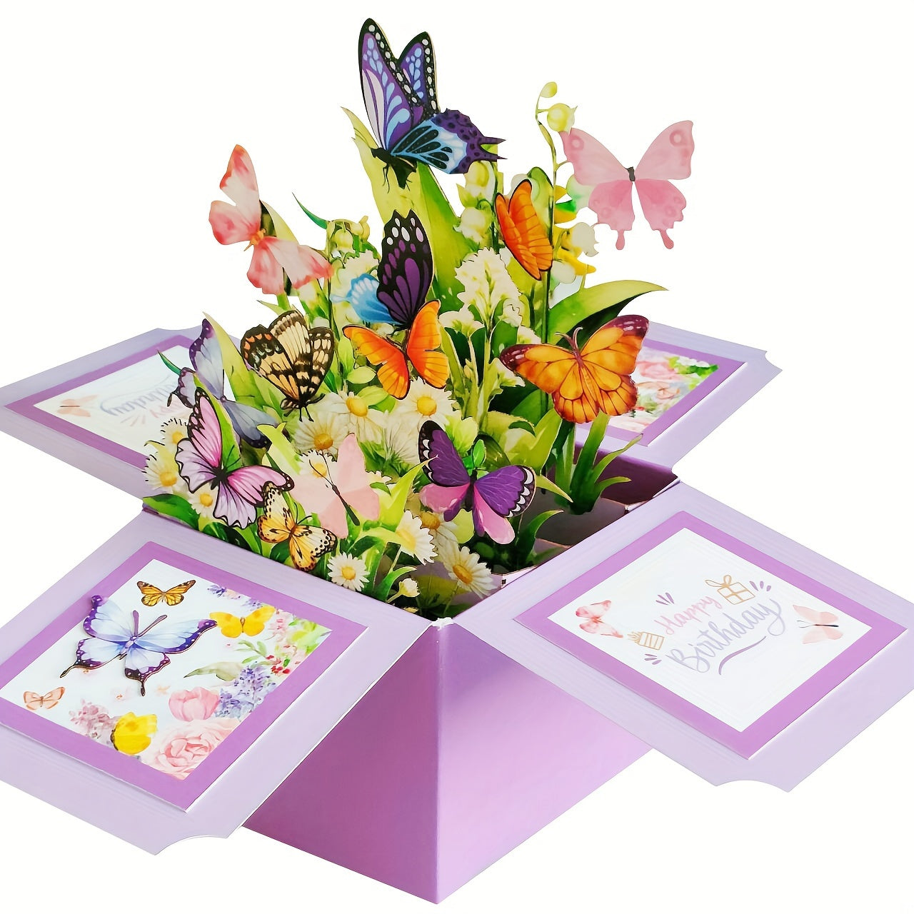 3D Pop-Up Birthday Greeting Card – Floral & Butterfly Design, Handwritten Note Feature, Premium Paper – Perfect for Parents, Friends, Grandparents