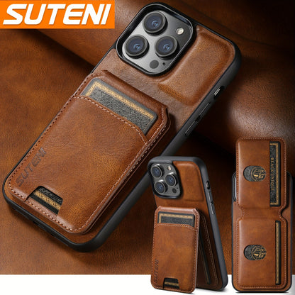Suteni Luxury PU Leather Card Holder Phone Case - Compatible with iPhone 15 Pro Max, 14 Plus, 13, 12, 11, XR, XS Max